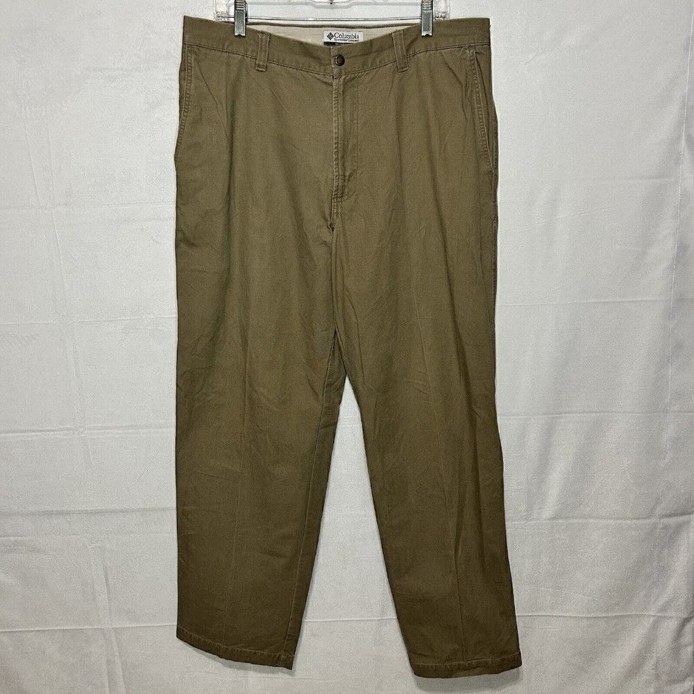 Columbia Heavy Duty Straight Leg Pants Men's Size 36x30 Dark Tan Brown